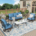 Patio Furniture Set with Coffee Table, Outdoor Conversation Set with 2 x Swivel Chairs, 1 x 3-Seat Sofa for Lawn Garden Backyard, Navy Blue