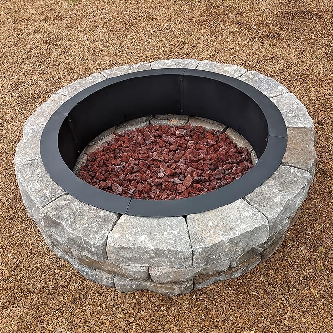 Sunnydaze Outdoor Fire Pit Ring - DIY Above or In-Ground Steel Fire Ring Insert - 42-Inch Outer/36-Inch Inner Diameter