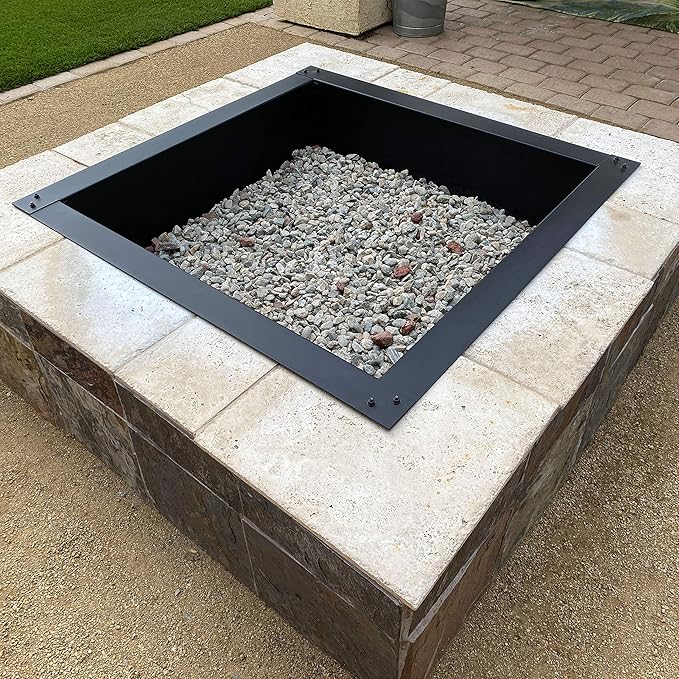 Sunnydaze Fire Ring for Outside - Wood-Burning Metal Fire Pit Ring Insert - Above or In-Ground DIY - 36-Inch Square Outer/30-Inch Square Inner Diameter
