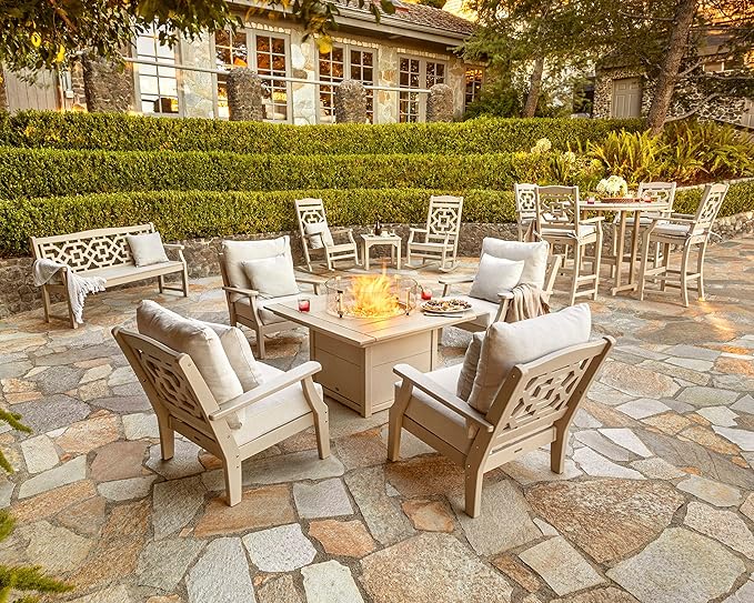 POLYWOOD® Square 42" Fire Pit Table (White)