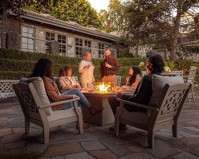 POLYWOOD® Square 42" Fire Pit Table (White)