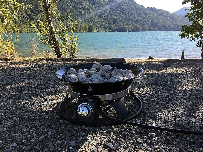 Outland Living Portable Propane Fire Pit, 21-inch, 58,000 BTU with Fire Pit Cover & Carry Kit, Smokeless Gas Firebowl | Perfect for Camping, Patio, Backyard, Tailgating, Deck, RV| Black 863 Cypress