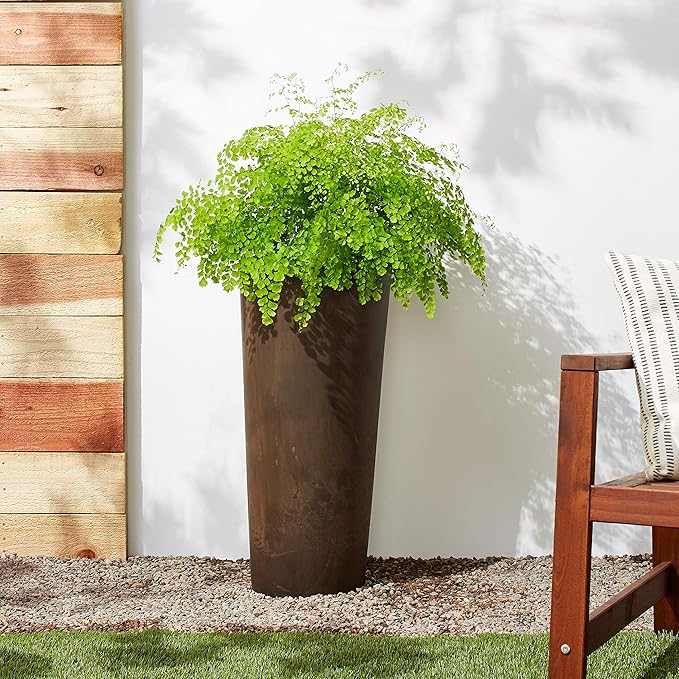 Arcadia Garden Products PSW S32CM Contempo Tall Round Planter, 13 by 28-Inch, Chocolate Marble