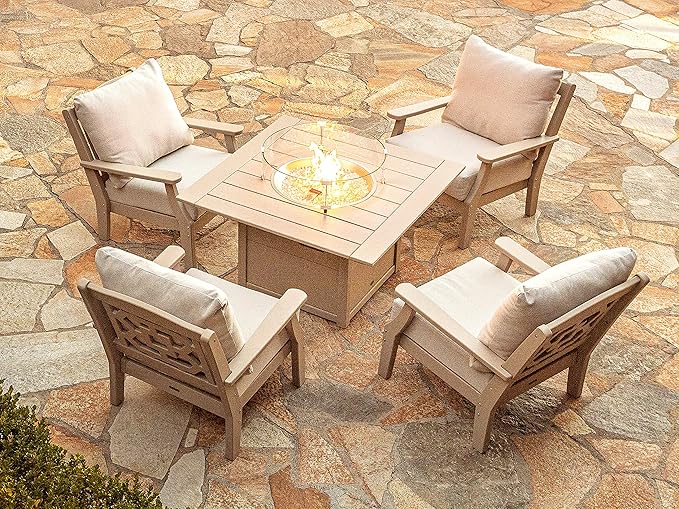 POLYWOOD® Square 42" Fire Pit Table (White)