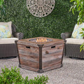 Propane Fire Pit Table, 32 Inch Firepits for Outside, Square Gas Fire Pit for Outside Patio, Propane Fire Table with Wood Pattern, 40000BTU, Brown