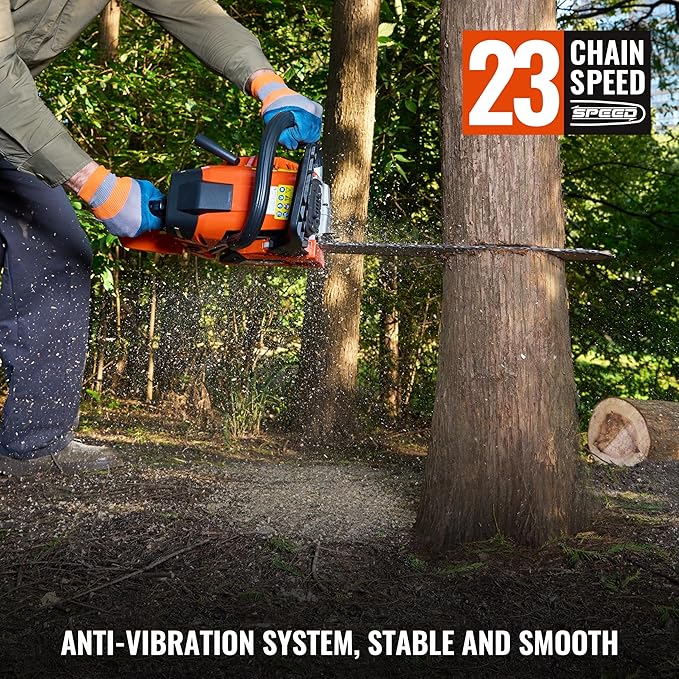 2.7 HP 55CC Gas Chainsaw Powered 20 Inch Chain Saws For Tree Trimming Wood Cutting Handheld Chain Saw Gas With Automatic Oiler Birthday Gift For Husband Man Dad