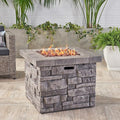 Propane Fire Pit Table, 30 Inch Firepits for Outside, Square Gas Fire Pit for Outside Patio, MgO Propane Fire Table, 40000BTU, Grey