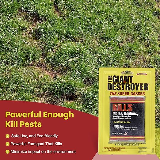 Giant Destroyer Smoke Bomb Gasser – Rodent & for Gophers, Moles, Groundhogs & Rats – Single Pack (4 Tubes) + Jecudi Towel