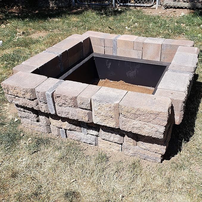 Sunnydaze Fire Ring for Outside - Wood-Burning Metal Fire Pit Ring Insert - Above or In-Ground DIY - 36-Inch Square Outer/30-Inch Square Inner Diameter